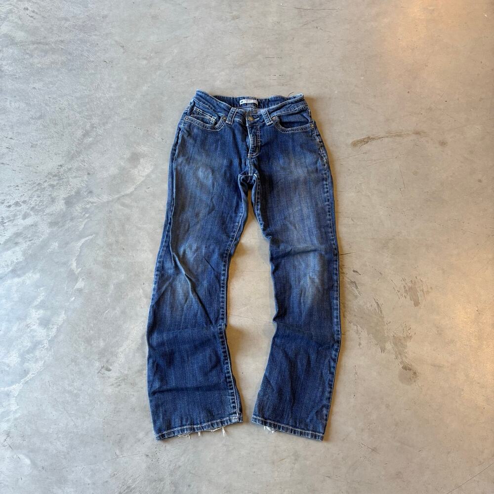 y2k vintage faded bootcut flared distressed jeans